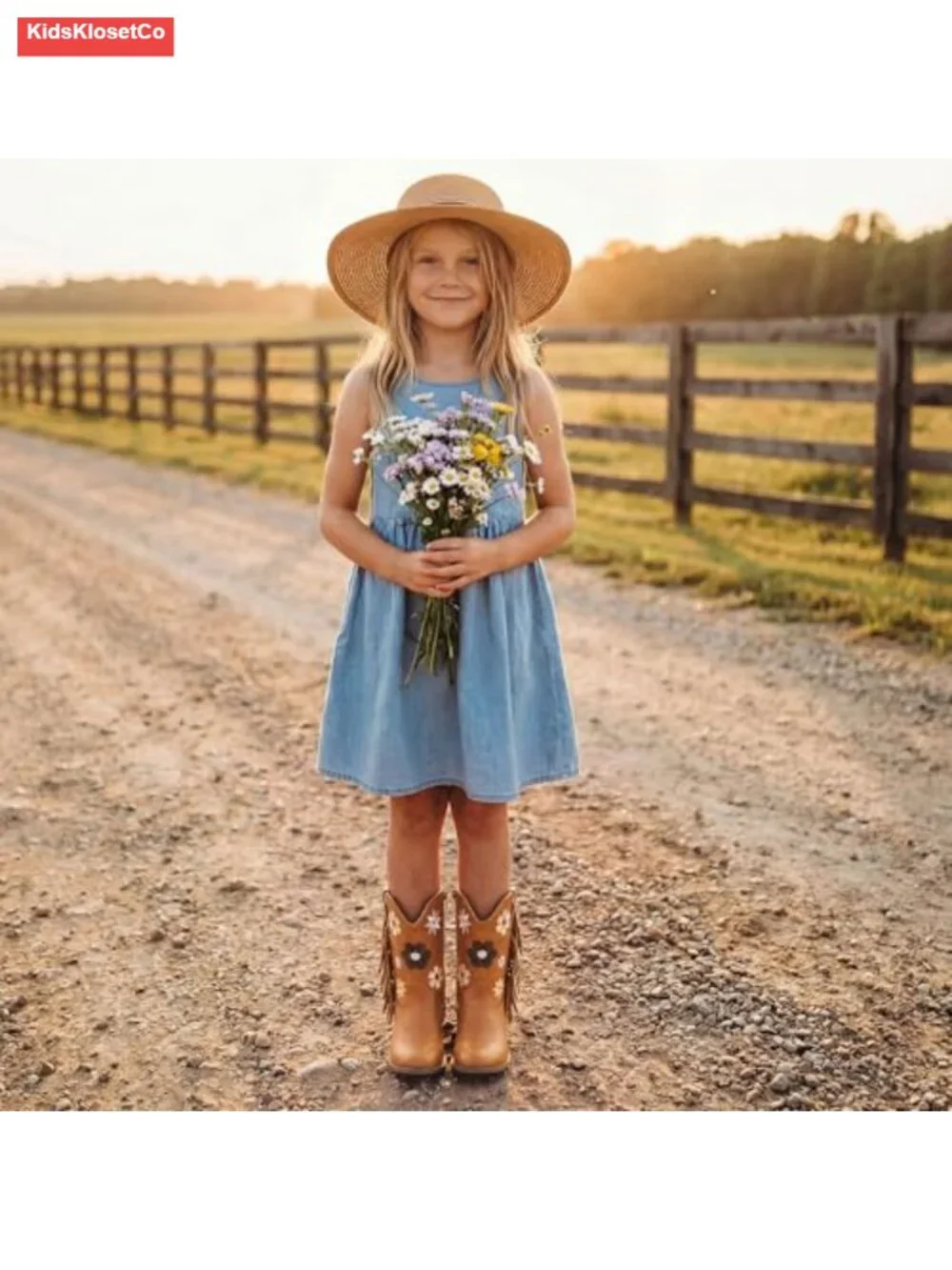 Floral Embroidered Fringe Cowgirl Boots with Side Zipper